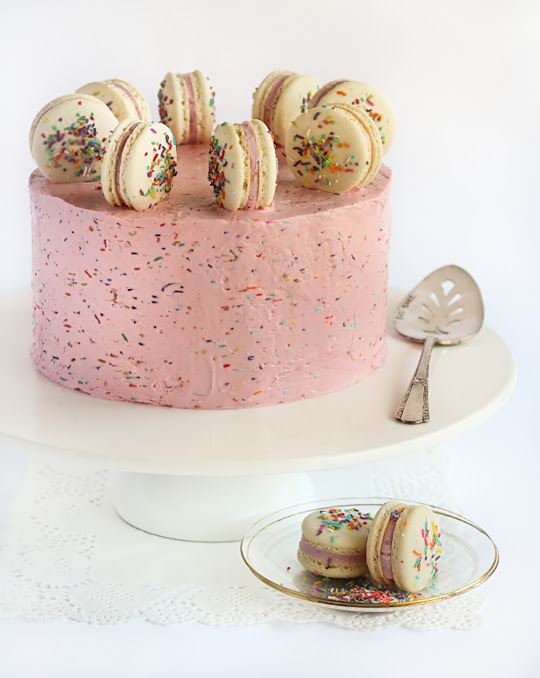Pink & White Layered Sprinkle Cake