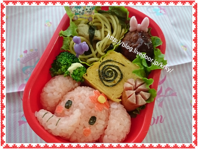ピンクのぞうさんキャラ弁 幼稚園弁当no 387 うちのご飯 手作りおやつ キャラ弁も