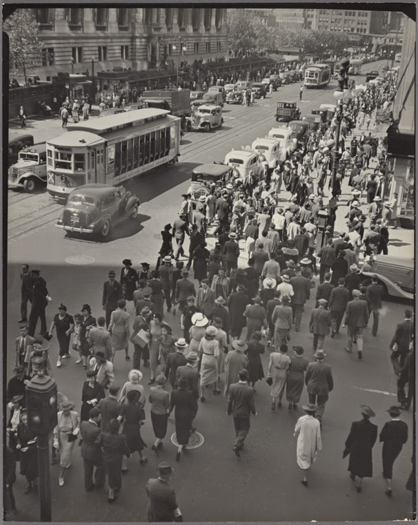 Tempo of the City: II, Fifth Avenue and 42nd Street, looking west from Seymour Building, 503 Fifth Avenue, Manhattan.