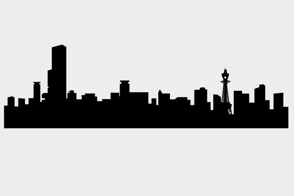 大阪のシルエットの街並み 街 建物系イラスト専門サイト Town Illust
