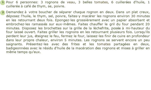 Recette Rognons De Veau Grillés Facile Et Rapide
