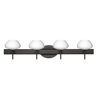 Peri Four Light Bath Vanity Finish: Polished Nickel, Glass Shade: Amber Matte
