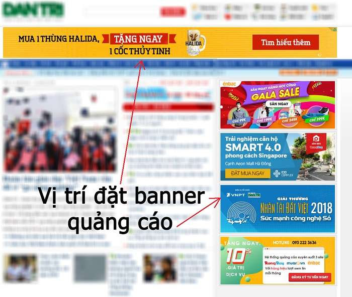 vị trí quảng cáo banner