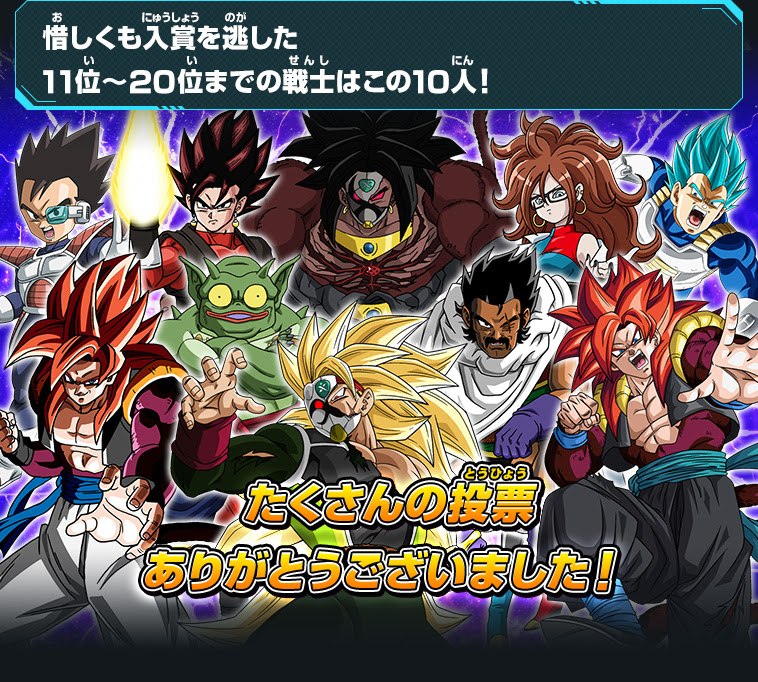 超ヒーローズ選抜大投票 最終結果発表 ニュース スーパードラゴンボールヒーローズ 公式サイト
