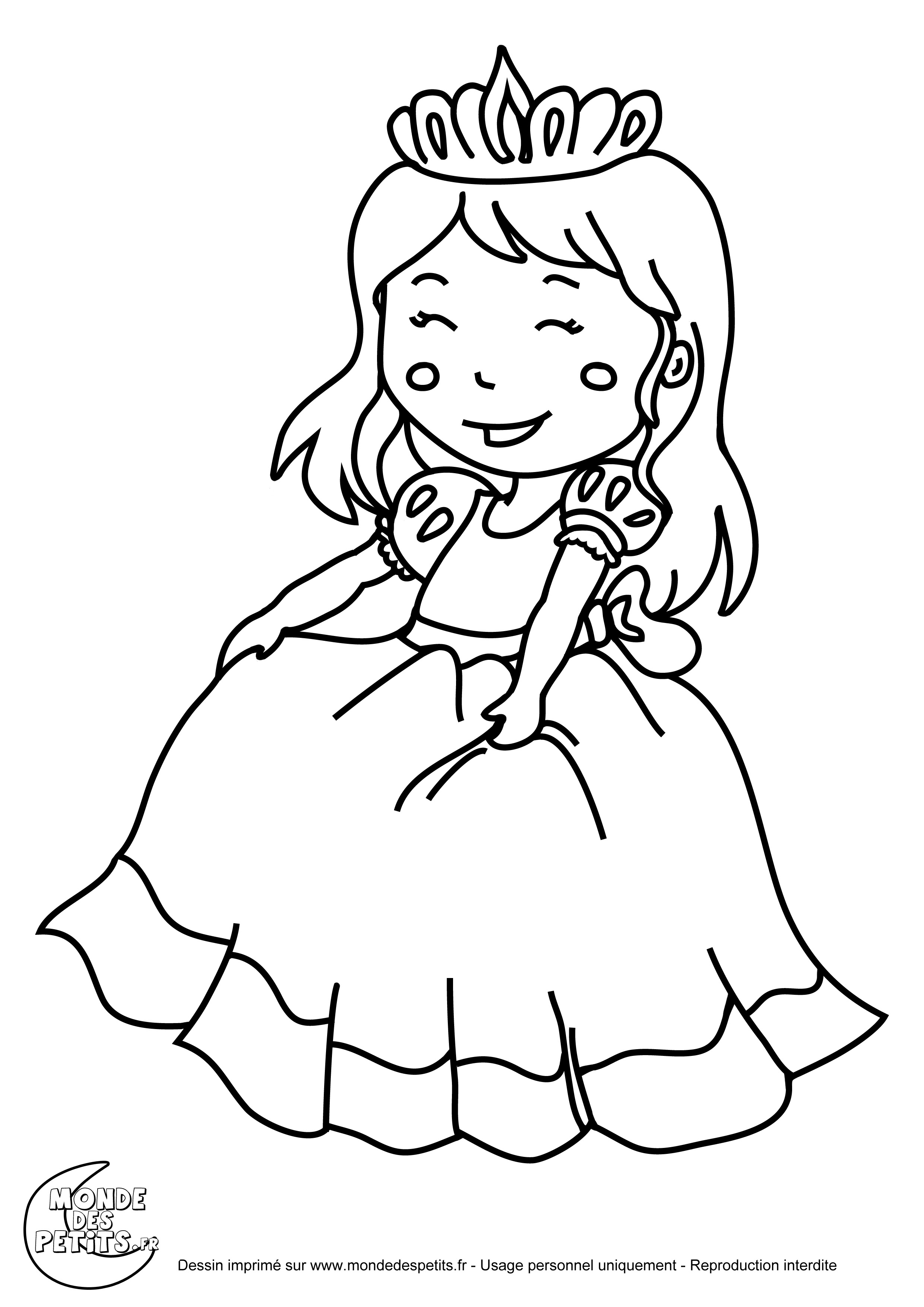 Coloriage la princesse des enfants Coloriage La petite princesse au bal