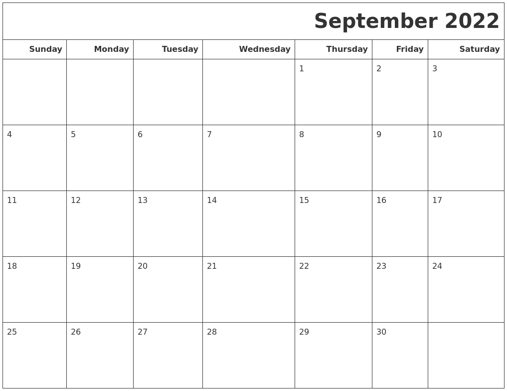 september 2022 calendars to print