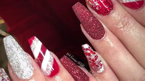 christmas acrylic nails candy cane nail youtube