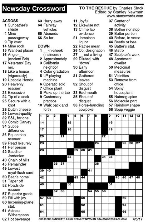  newsday printable crossword puzzles printable world holiday