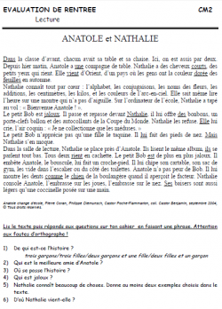 EVALUATION DE RENTREE