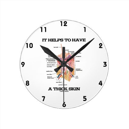 It Helps To Have A Thick Skin (Anatomy Humor) Round Wall Clocks