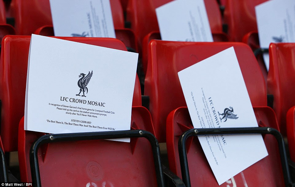 Crowd mosaic cards placed on each of the seats remind the fans to play their part in what promised to be a memorable evening for all