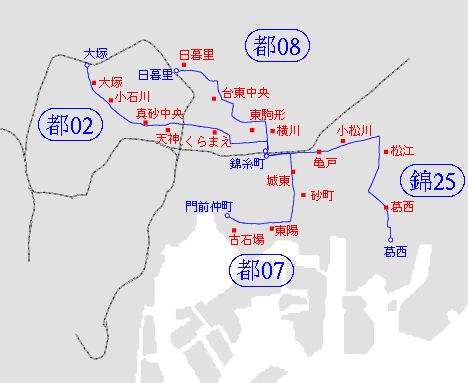 都バスで図書館めぐり 錦糸町 都02 都07 都08 錦25