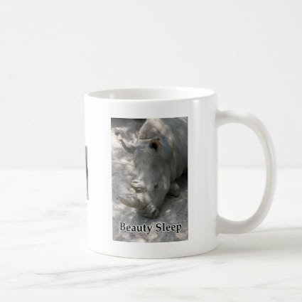 Rhino photograph with "Beauty Sleep" text Coffee Mug