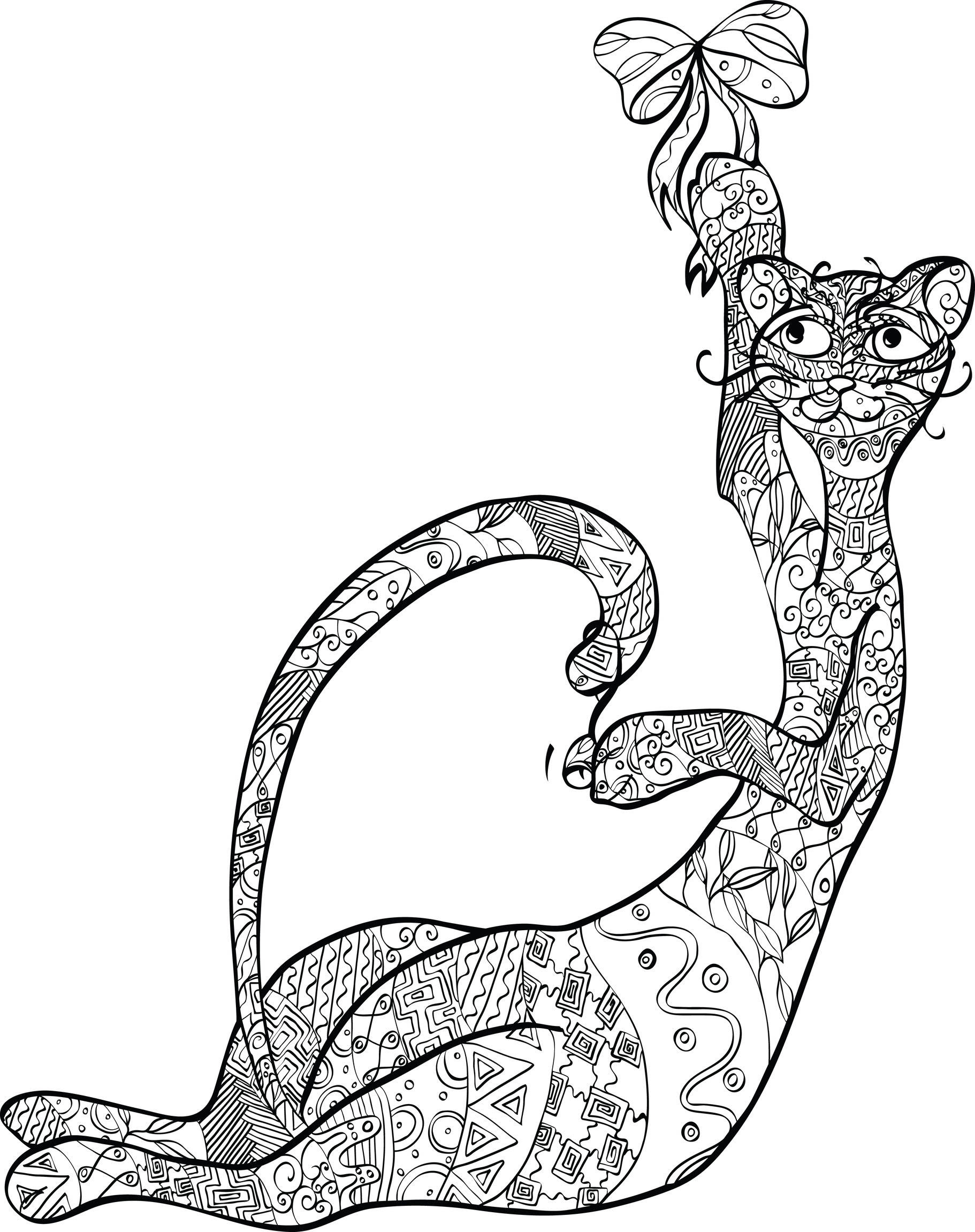 du petit nÅud avec lequel joue ce petit chat joueur Un petit clic que l imprimante vous permettra d imprimer tout simplement ce dessin Bon coloriage