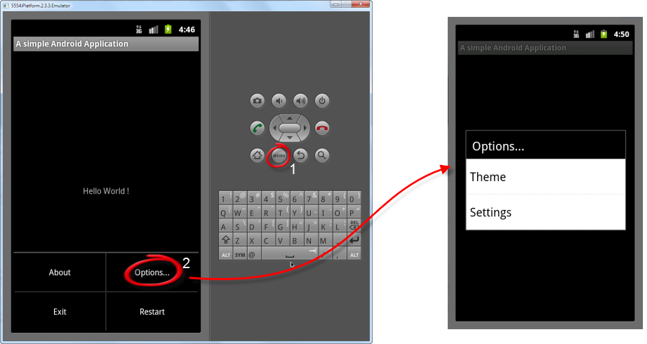 Android Tutorial - How to add a menu, programmatic vs. declarative ...