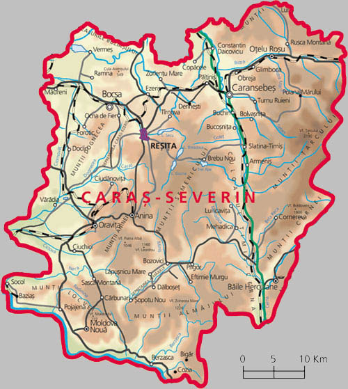 caras severin harta romaniei Judetul Caras Severin, Harta judet Caras Severin