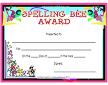 Spelling Bee Participant Certificates | New Calendar Template Site