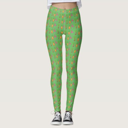 Green Island Palm Tree Pineapple Flamingo Leggings