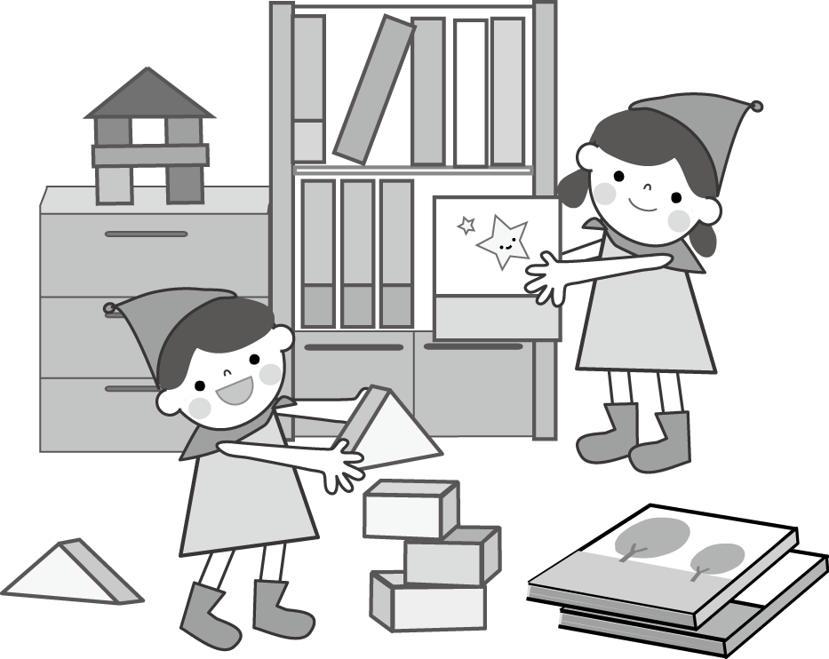 こどものイラスト 無料素材 積み木で遊ぶこども