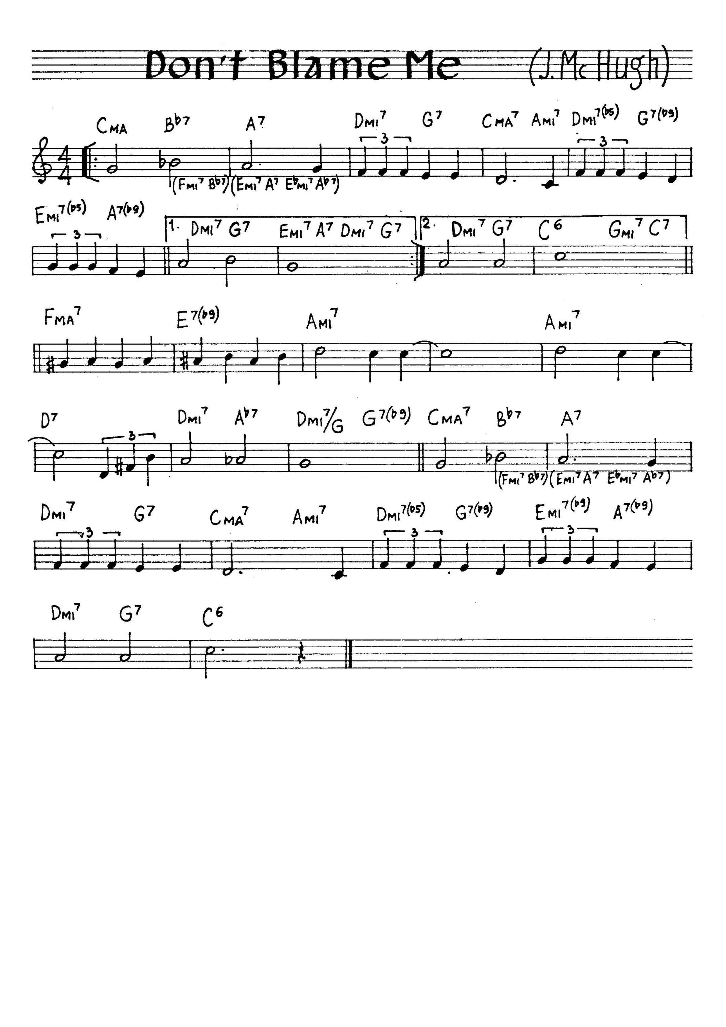 無料楽譜 Don T Blame Me Mc Hugh J Jazz
