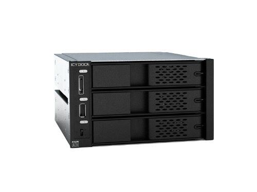 Icy Dock MB973SP-B 3 Bay Hot Swap (Screwless) SATA in 2 X 5.25 inch Bay Aluminium with USB 2.0 and eSATA