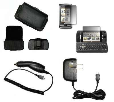 Cell Phone Accessories Bundle for Verizon LG ENV Touch VX-11000, VX11000 Phone (Includes; Custom LCD Guard Screen Protector, Travel Home Wall Charger, Premium Leather Side Carry Case with Belt Clip and Belt Loops, Rapid CLA Car Charger) by Accessory Export