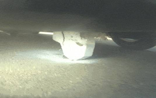 Tesla Model S armor crushes concrete