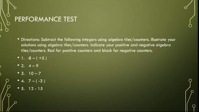 Subtract The Following Integers Using Algebra Tiles Counters Brainly
