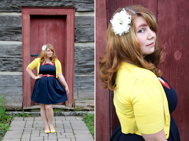 blog wanderlust whimsy megan outfit ootd what I wore modcloth red white and cute blue yellow hive and honey how soon is wow