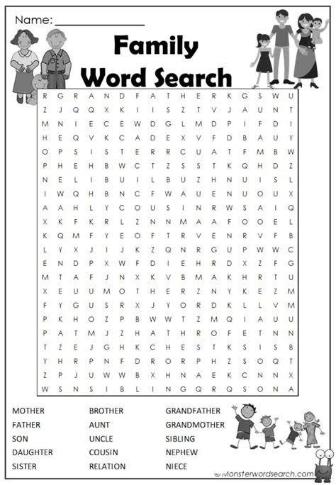 They can help you practice spelling as well. family word search monster word search english activities for kids