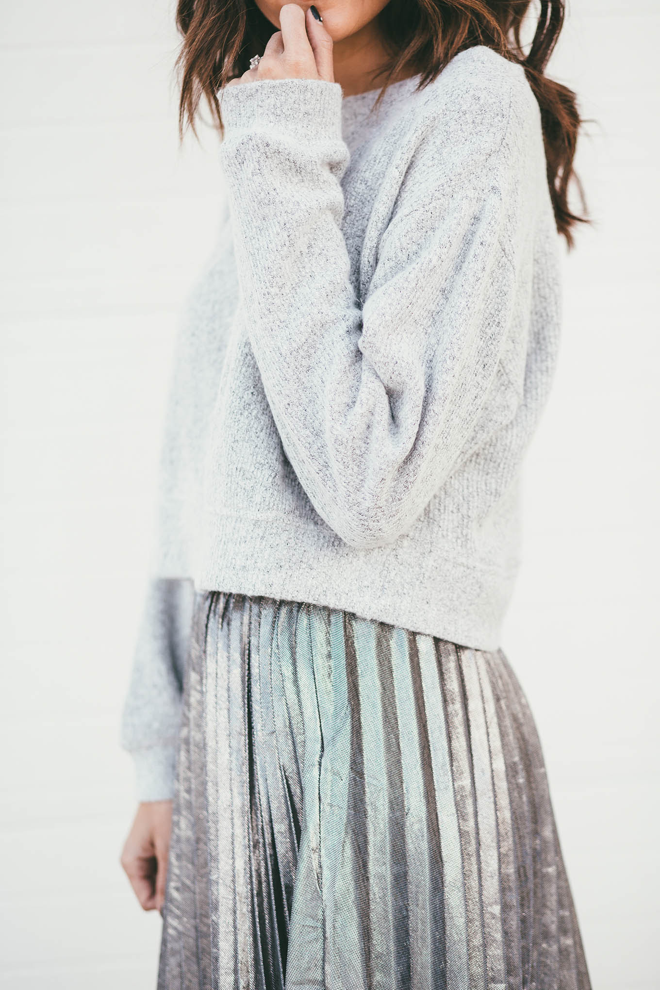 grey cropped sweater ily couture