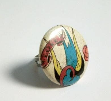 Anchor Sparrow Tattoo Choose Ring 