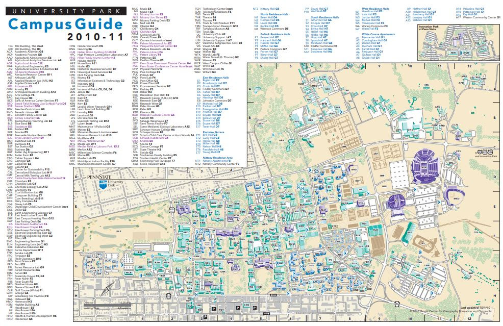 Penn State Map University Park Penn State University Park Campus Maps   Download the Maps in PDF 
