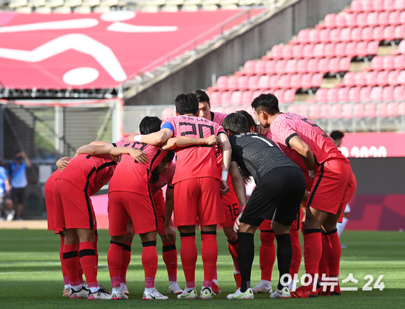 올림픽포토필승 의지 다지는 올림픽 축구대표팀