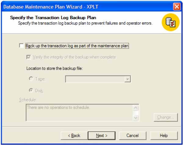 SQL Server maintenance plan