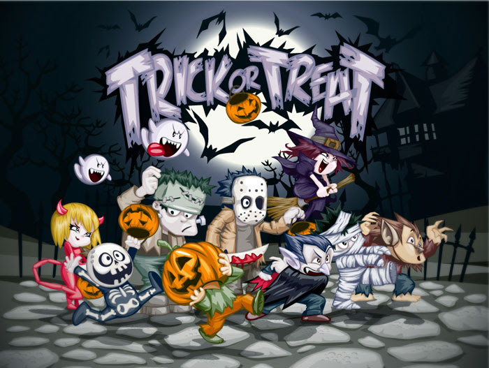 フリー素材 フランケンシュタイン 狼男 ミイラなど ハロウィンキャラクター大集合のベクターイラスト