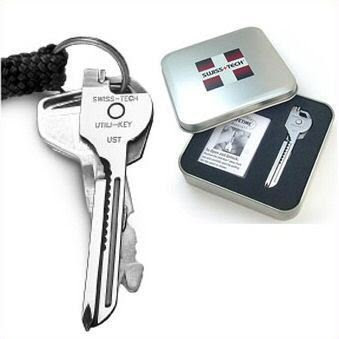 Swiss+Tech UKTBS Utili-Key KeyChain Tool with Bottle Opener, Knife, Screwdriver, Metal Gift Box