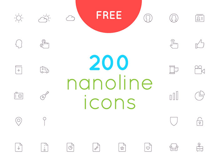 200 nanoline icon set