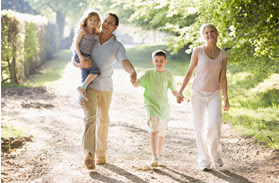happy family walking together