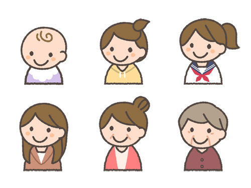 女性の世代別アイコンイラスト2 可愛い無料イラスト 人物素材 フリーラ