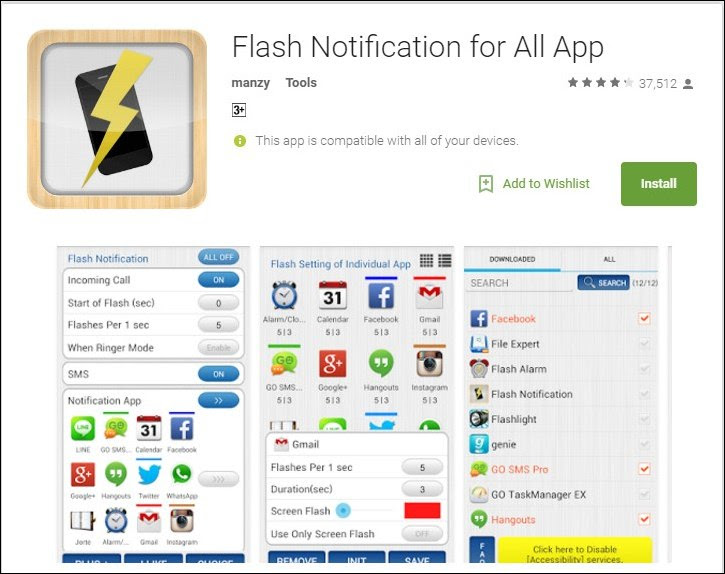 Flash Notification for All App