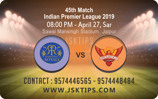 Rajasthan vs Hyderabad 45th Match - Free Cricket Betting Tips
