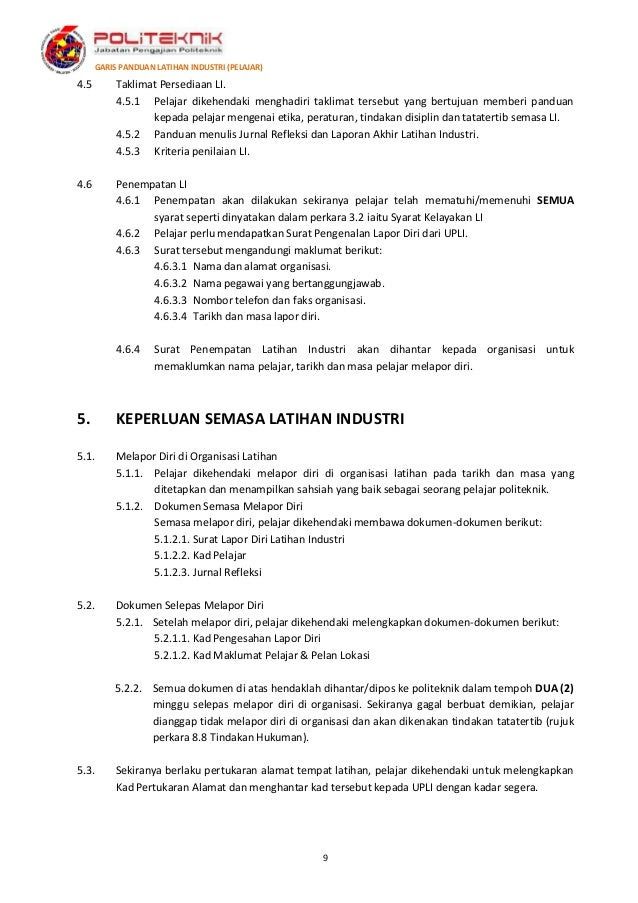 Garis panduan latihan industri pelajar