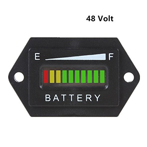 Aimila 48V LED Battery Charge Discharge Status Indicator Gauge Testers for Lead-acid Battery Golf Cart Club Car Hex