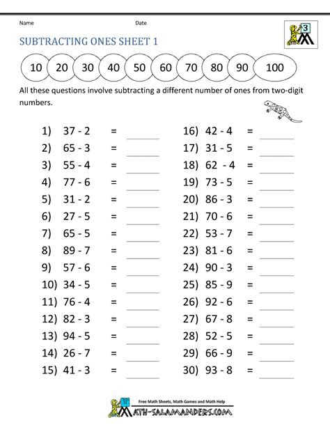  third grade subtraction worksheets