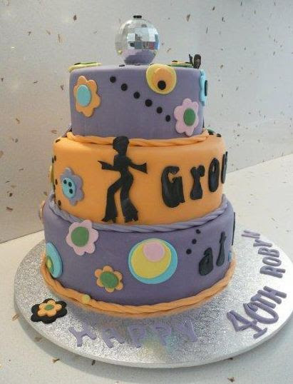 birthday cake 40 year old. Three tier Disco theme birthday cake for 40 year old.JPG