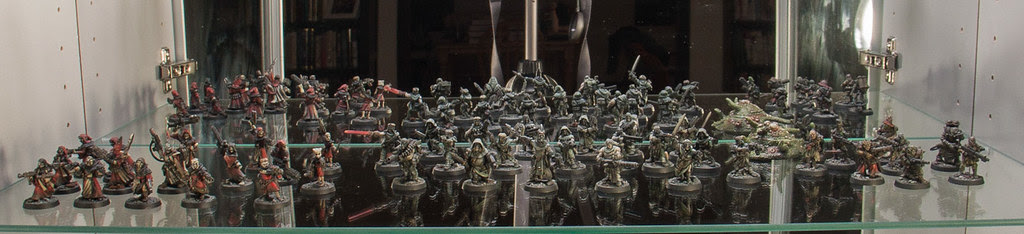 Necromunda figures on display