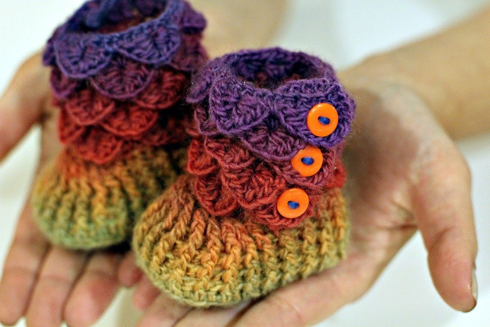 Crocodile Stitch Booties (Baby Sizes) - Crochet Pattern PDF - Permission to Sell Finished Items