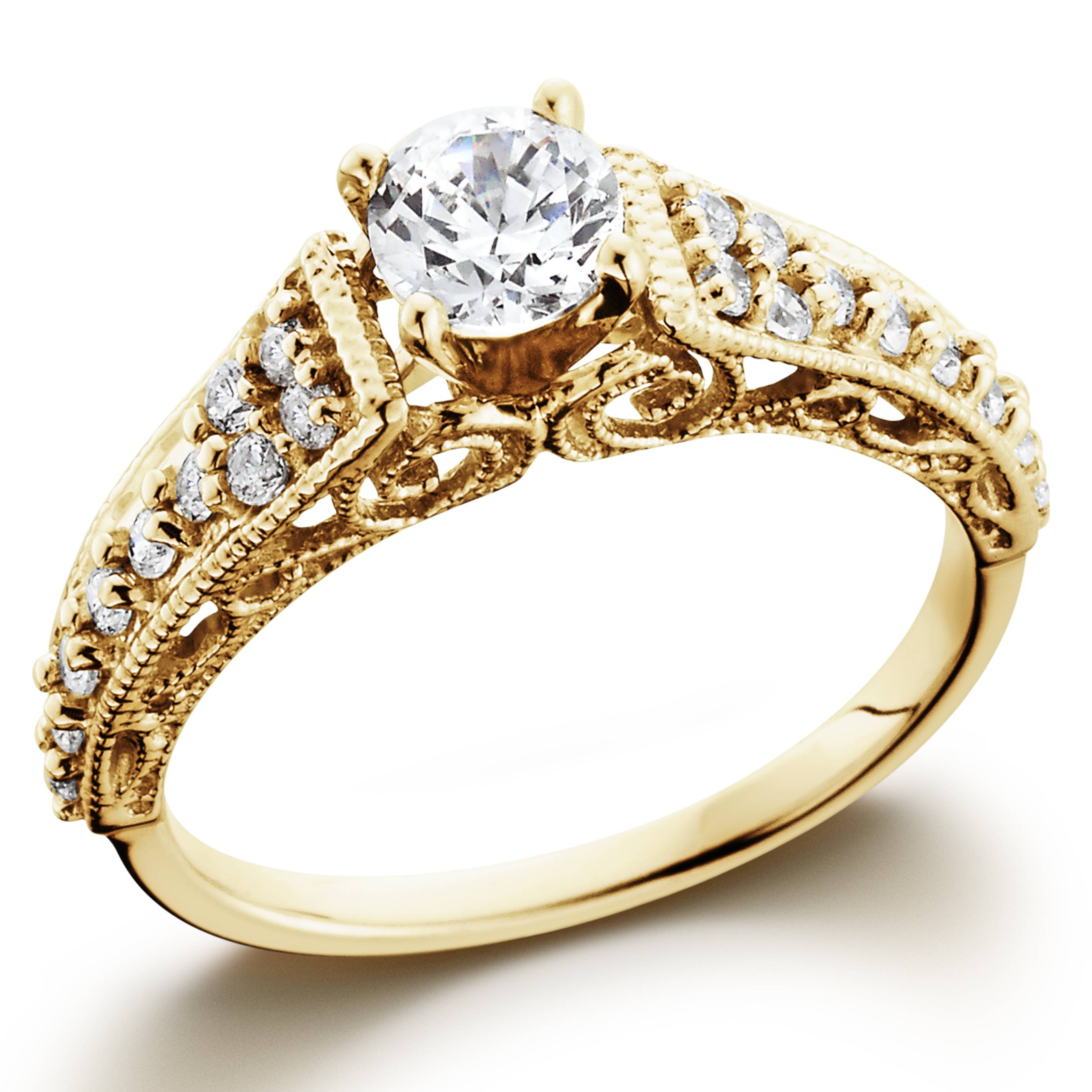 5 8ct Vintage Diamond Engagement Ring 14K Yellow Gold 5 8ct Vintage Diamond Engagement Ring 14K Yellow Gold