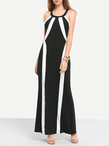 Halter vestito bianco & nero